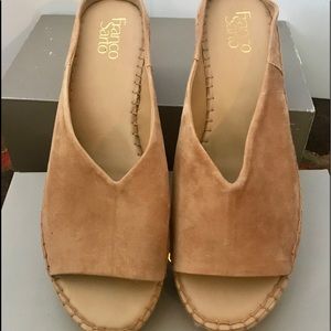 Franco Sarto Shoes - Tan leather wedges with open back Franco Sarto Shoes - Tan leather wedges with open back